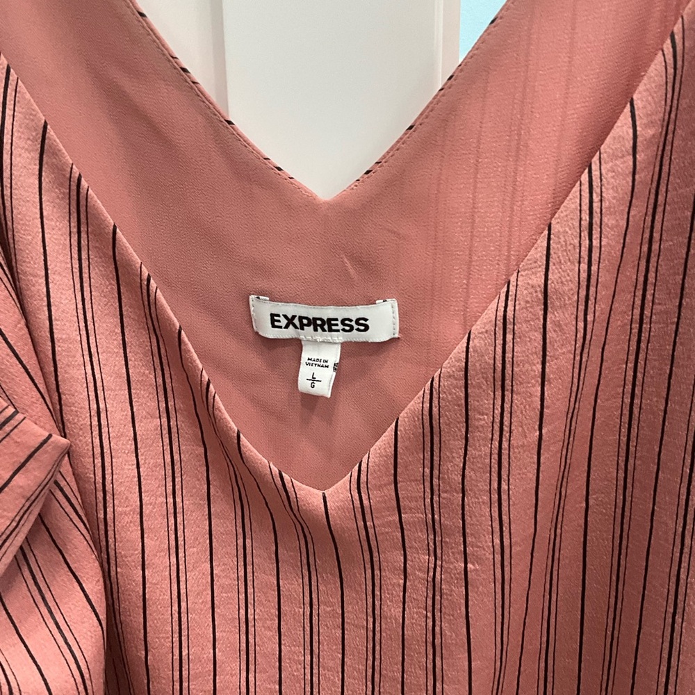 Express Pink Striped V-Neck Cami Top